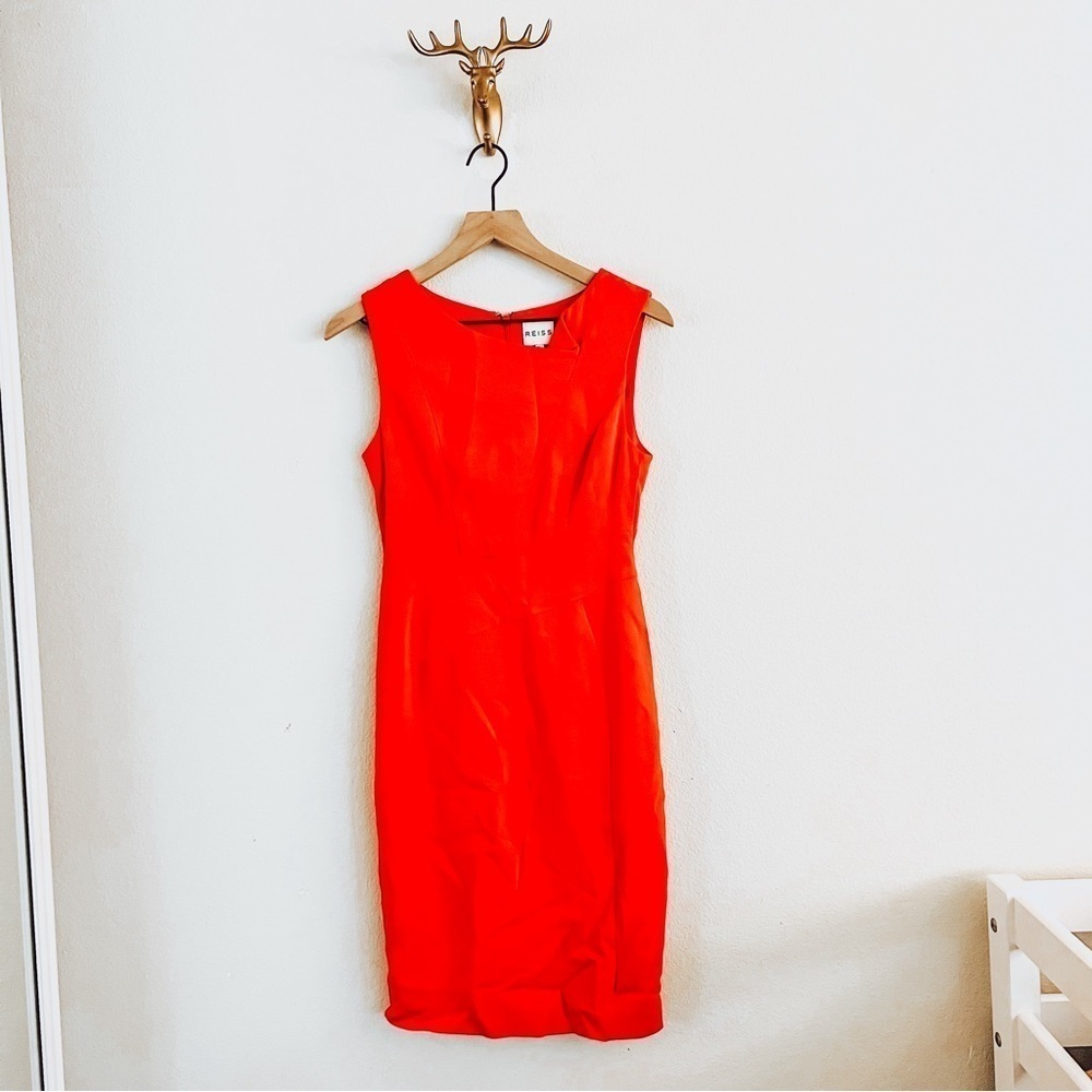 Reiss Women's Red-Orange Sleeveless Knee Length Dress Size 4
